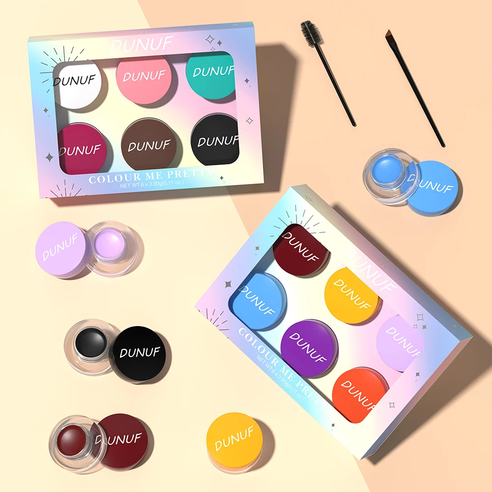 6 Colors Matte Eyeshadow Palette Waterproof Eyebrow Powder Cream Long Lasting Eyeliner Kit Smudge Proof Makeup Set