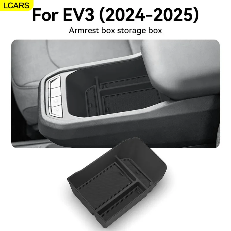 Suitable for 2024-2025 Kia Ev3 Armrest Storage Box, Center Console Storage Tray, Black Car Interior Accessories, Car Clutter Organizer