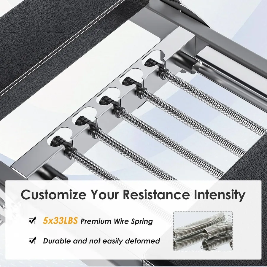 折りたたみ式ピラティス・リフォーマー・マシン、スプリング抵抗付き、全身ホームワークアウト用、調節可能なフィットネス機器、ブラック、Supp