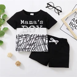 Children clothing 1-5 Year Boys' Suit Alphabet Color Blocking Tops+Shorts 2pcs Set Handsome Boy Summer Casual Set