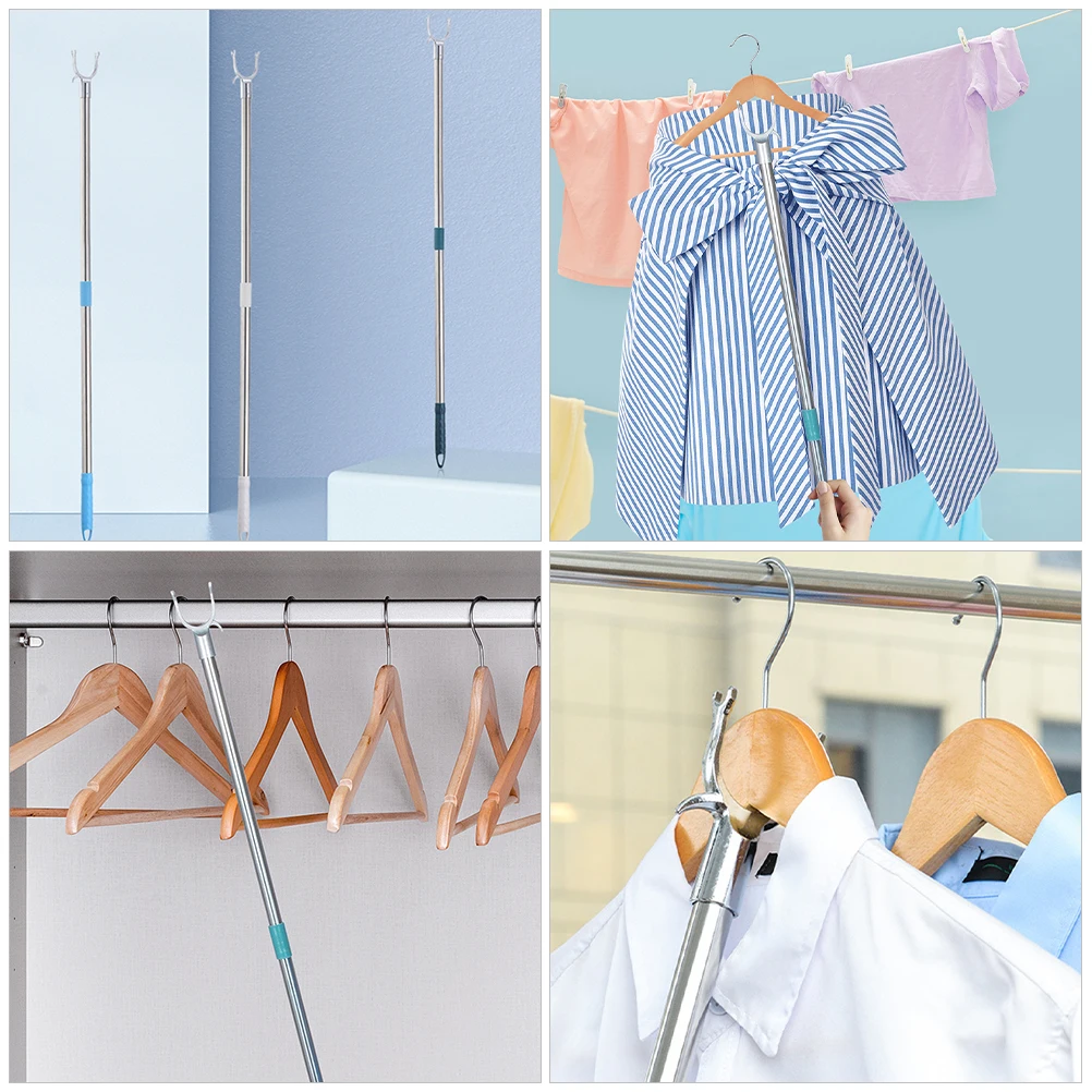 Clothes Line Outdoors Wardrobe Hook Pole Clothing Reach Pole Hanger Pole Reach Stick Cloth Drying Pole Cloth Picking Rod For