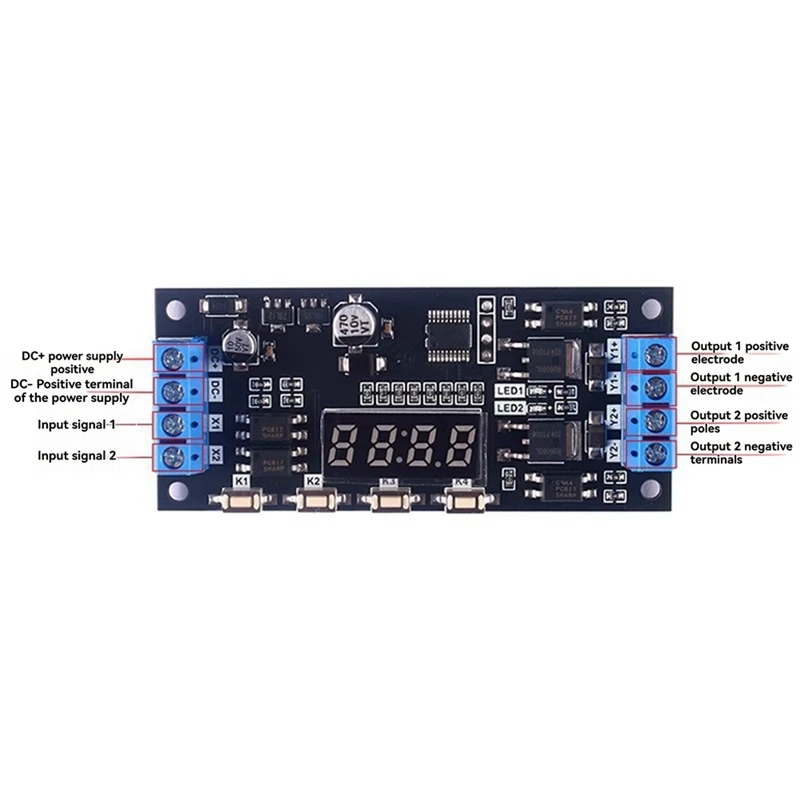 MOS LED ดิจิตอลรีเลย์หน่วงเวลา Trigger DC 12V 24V Dual Way High Power Switch Circuit Board Timing Control โมดูล