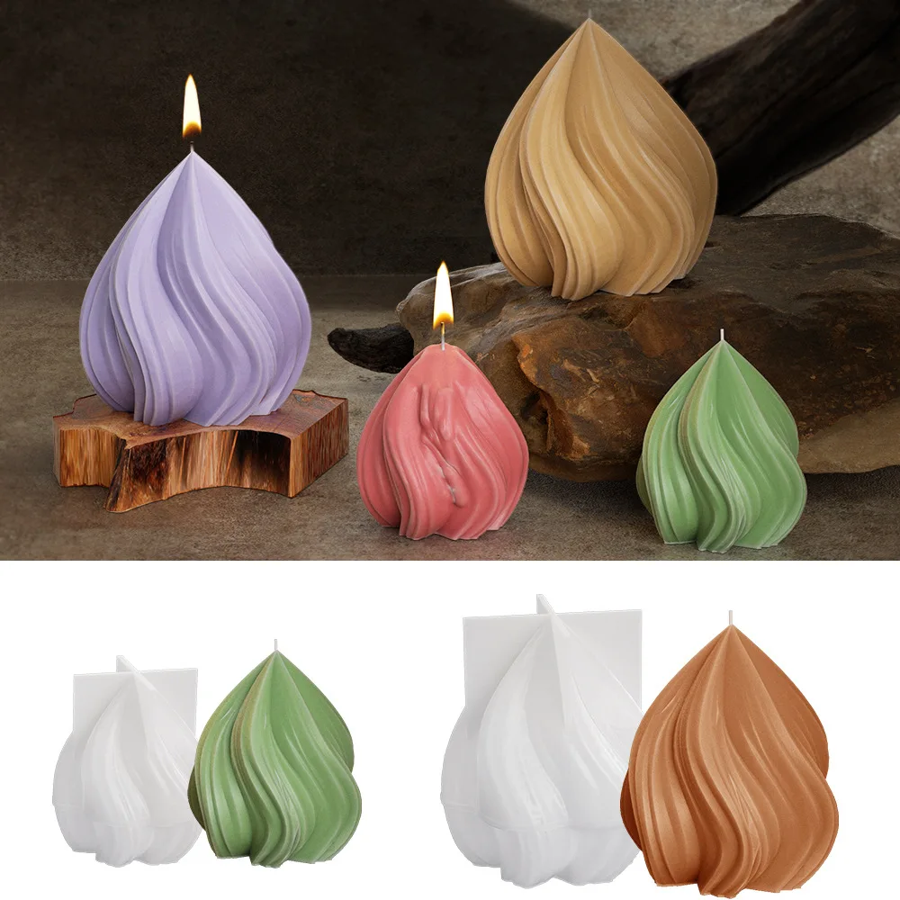 New Geometry Peach Shape Irregular Wave Candle Silicone Mold Twisted Onion Head Candle Mold Soap Aromatherapy Home Decoration