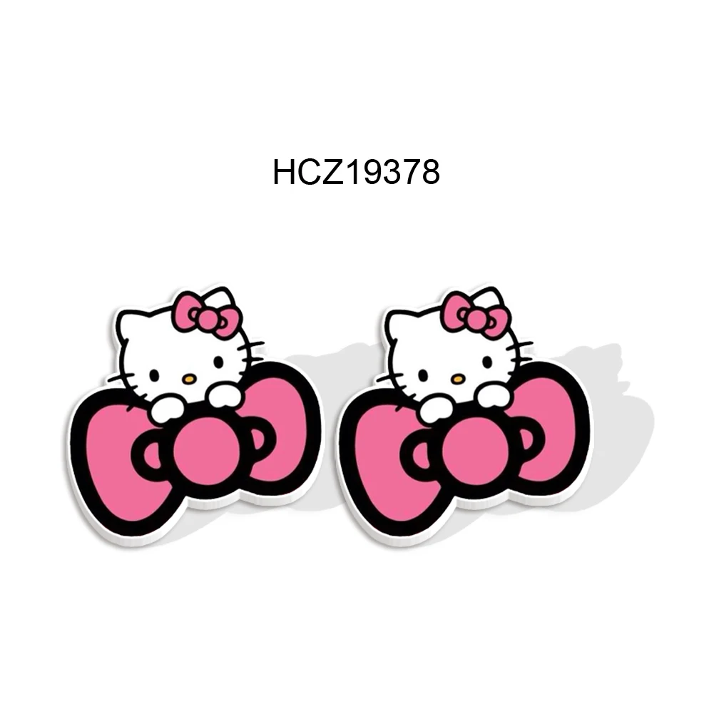 W Exquisite Sanrio Hello Kitty Stud Earrings Expoy Resin Earrings Girls Colorful Earrings Cute Jewelry