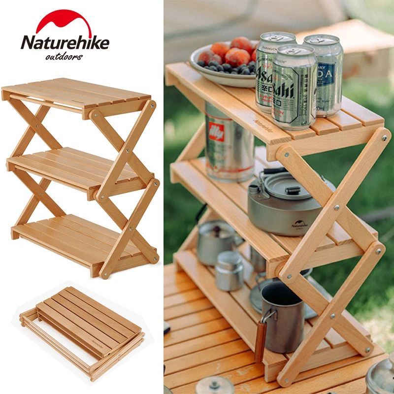 

Naturehike Desktop Storage Rack Camping Folding Rack 3 Layered Ultralight Portable Picnic Seasoning Shelf Multi Functional Table