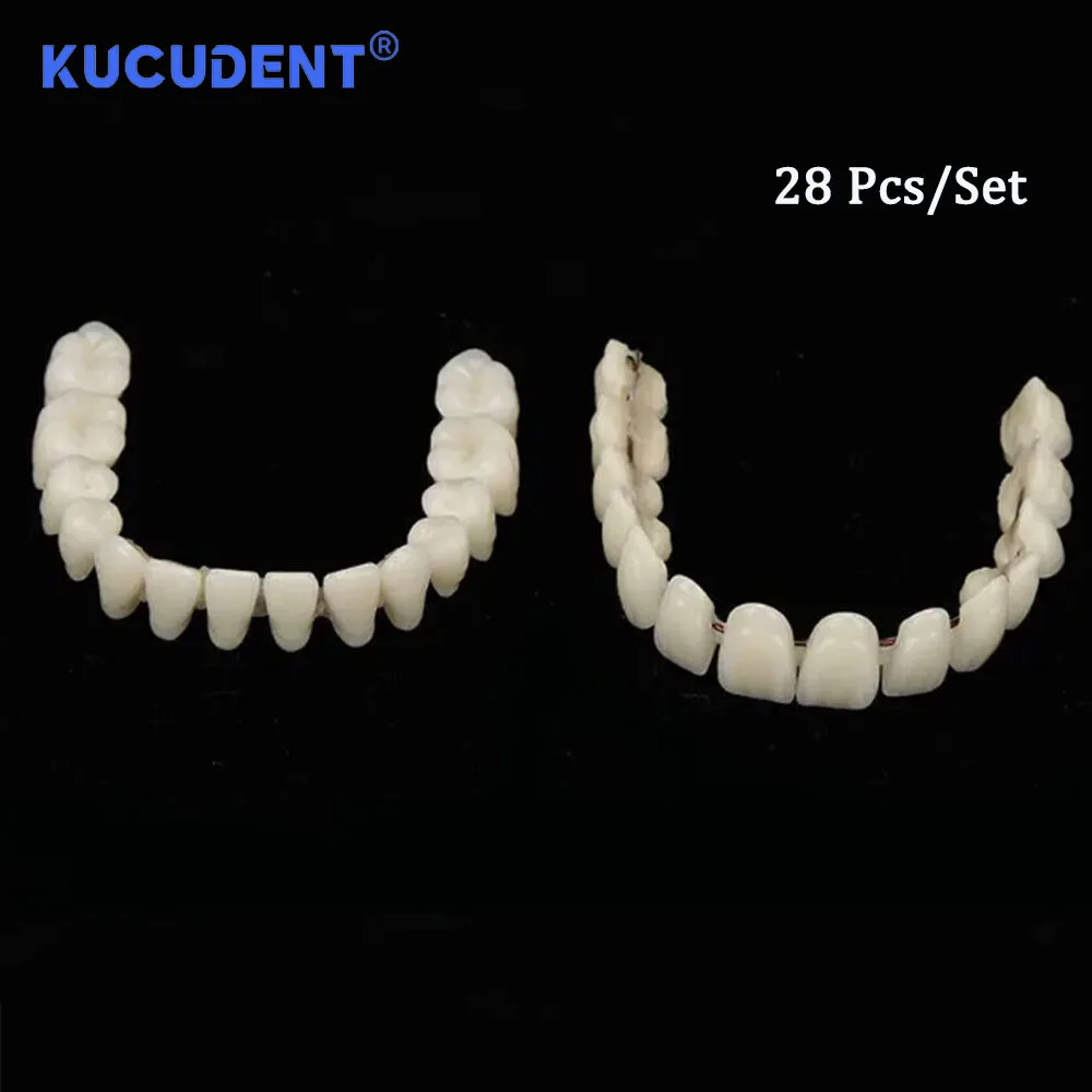KUCUDENT 28 Pz Dentale Acrilico Resina Sintetica Denti Protesi Falso Falso Superiore Inferiore Anteriore Bocca Completa Ombra A2/A3