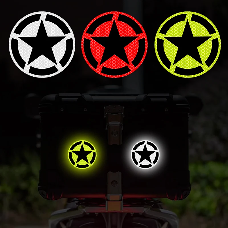 

1PC Colorful Reflective Five-star Motorcycle Stickers Motorbike Tank Side Panels Fairing Night Safety Warning Waterproof Decals