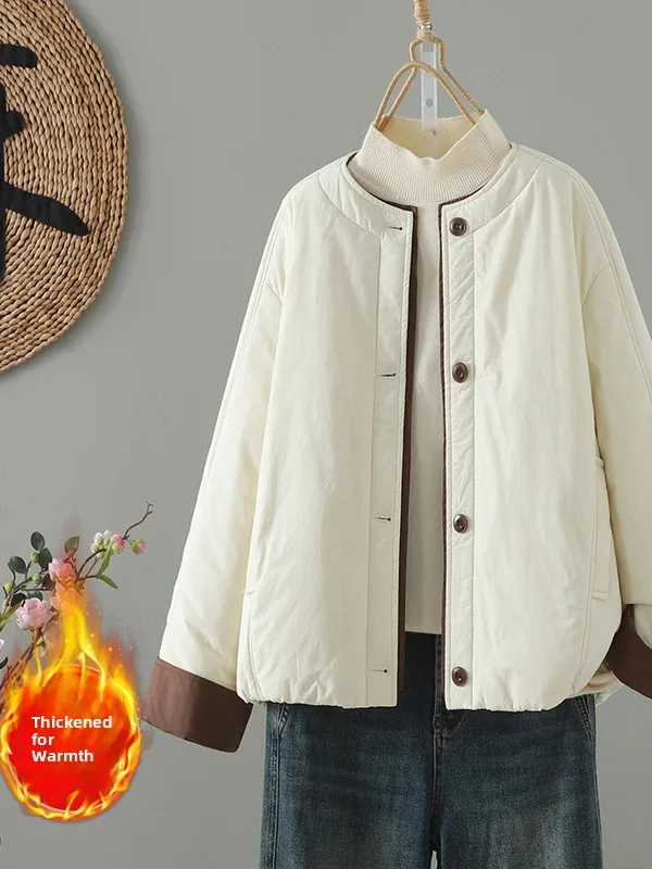 เสื้อแจ็คเก็ตผ้าฝ้ายสีพื้นสำหรับผู้หญิง ไซส์เล็ก รุ่นใหม่สำหรับฤดูหนาว คุณภาพสูง ทรงหลวม สวมใส่สบาย อเนกประสงค์ ให้ความอบอุ่น เสื้อผ้าฝ้าย