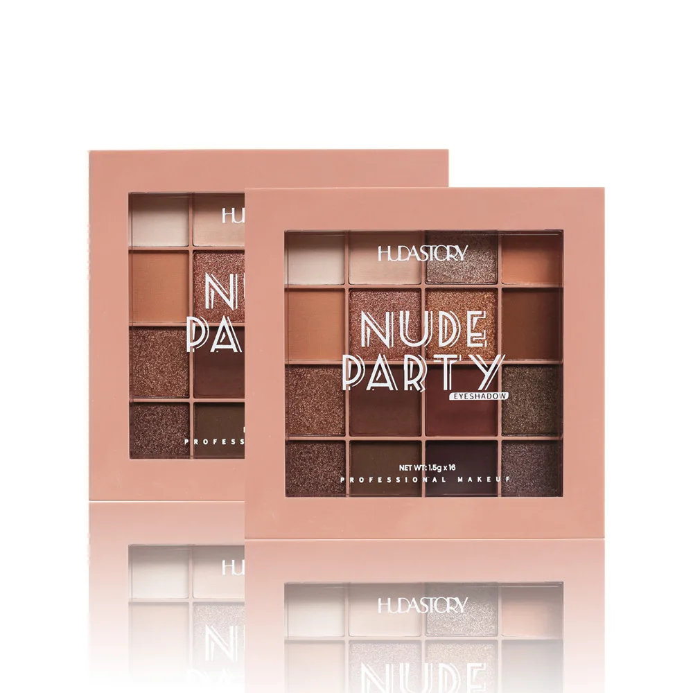 16色アイシャドウパレット、コーヒーブラウン＆ヌードメタリックトーン、マットグリッター＆メタリック仕上げ、スモーキーメイク、パーティー＆ステージ
