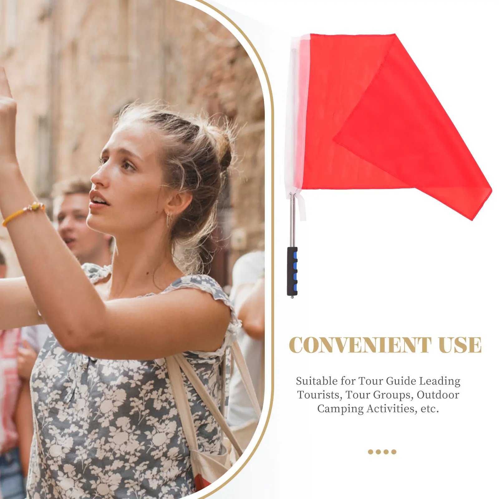 1Set Robust Portable Flagpole with Smooth Adjustment Mechanism Suitable for Outdoor Guiding Tours Camping Trips Long-Lasting