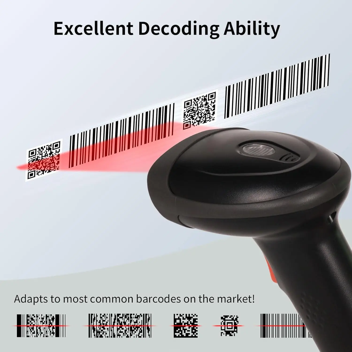 Barcode Scanner 2.4G Wireless / Bluetooth 1D 2D QR Bar Code Reader USB Wired for Warehouse Inventory POS System PC