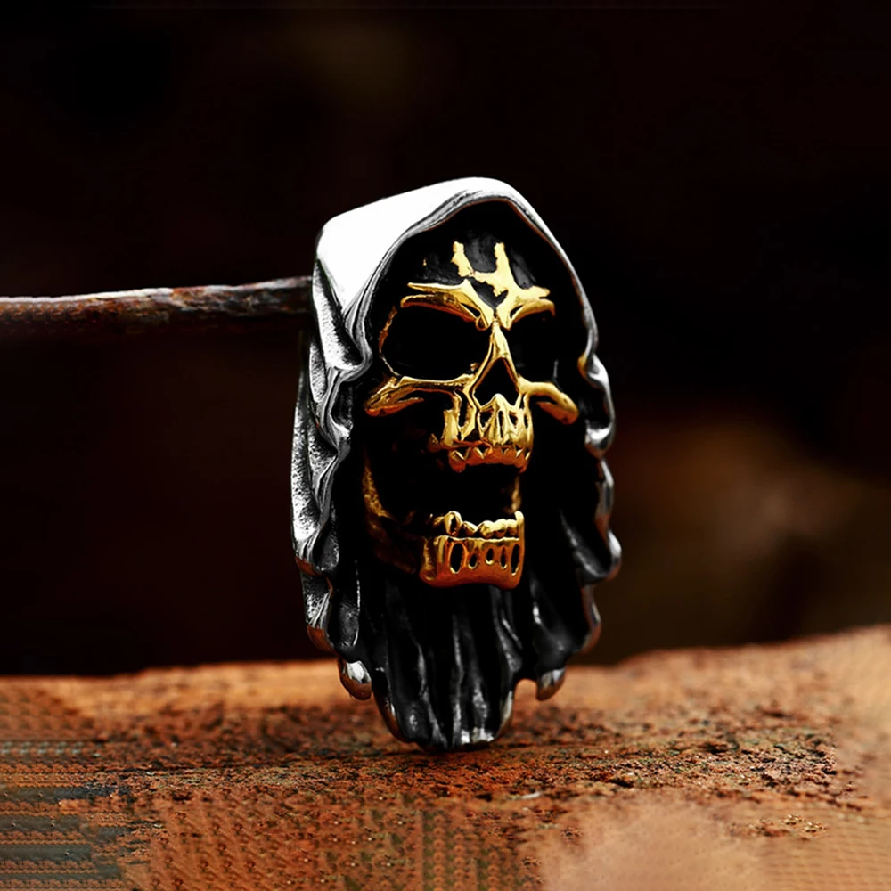 Nieuwe Mode Retro Grim Reaper Schedel Hanger Gothic Roestvrij Staal Creatieve Schedel Ketting Mannen Vrouw Sieraden Geschenken Groothandel