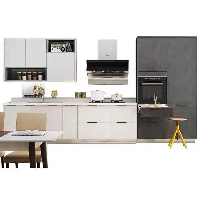 High Gloss Lacquer Modern Style Flat Door Design for Mini Kitchen Customized Kitchen Cabinet