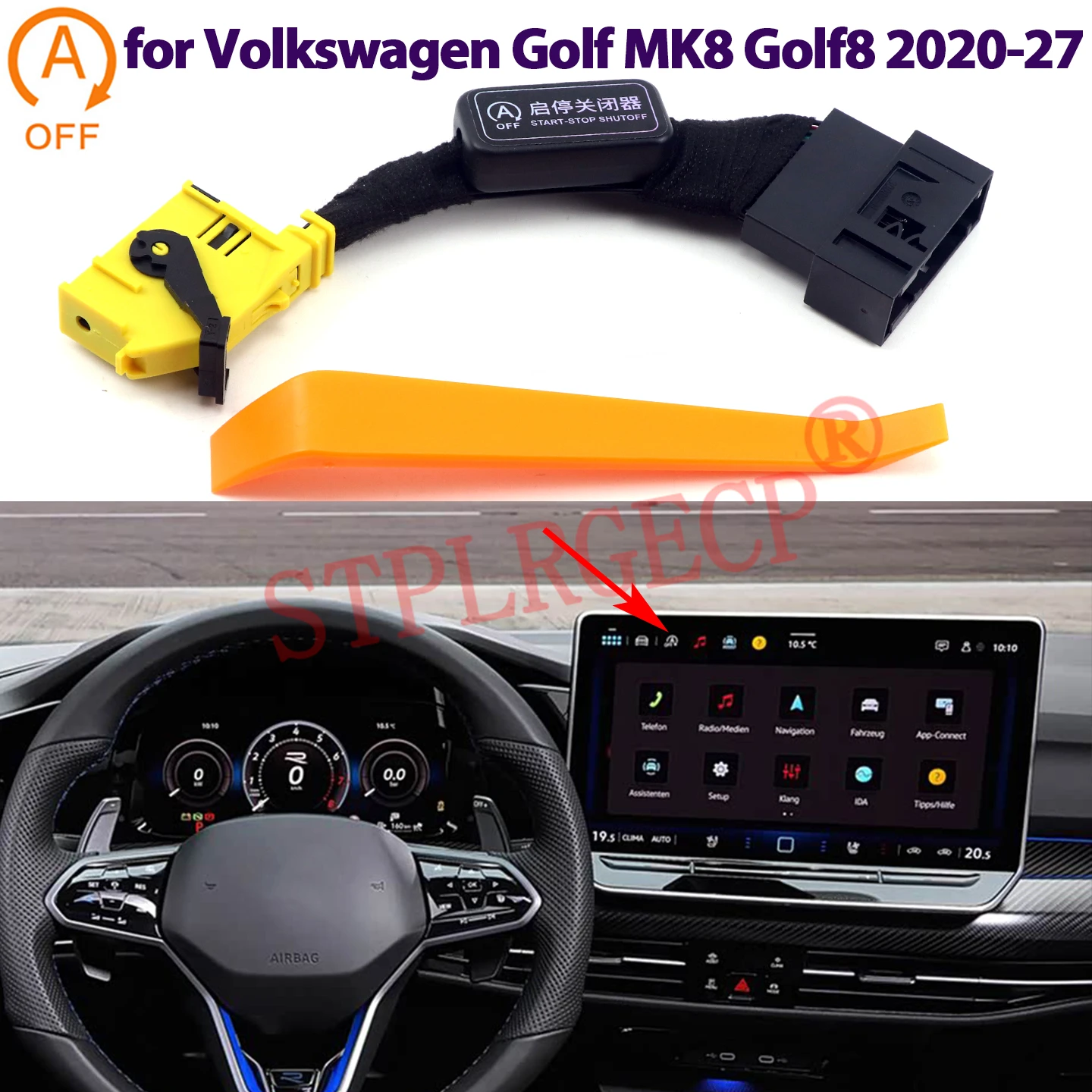 Stop Start Engine System Device OFF Button Control Sensor Plug Cancel Memory Cable for Volkswagen VW Golf MK8 Golf8 2020-2027