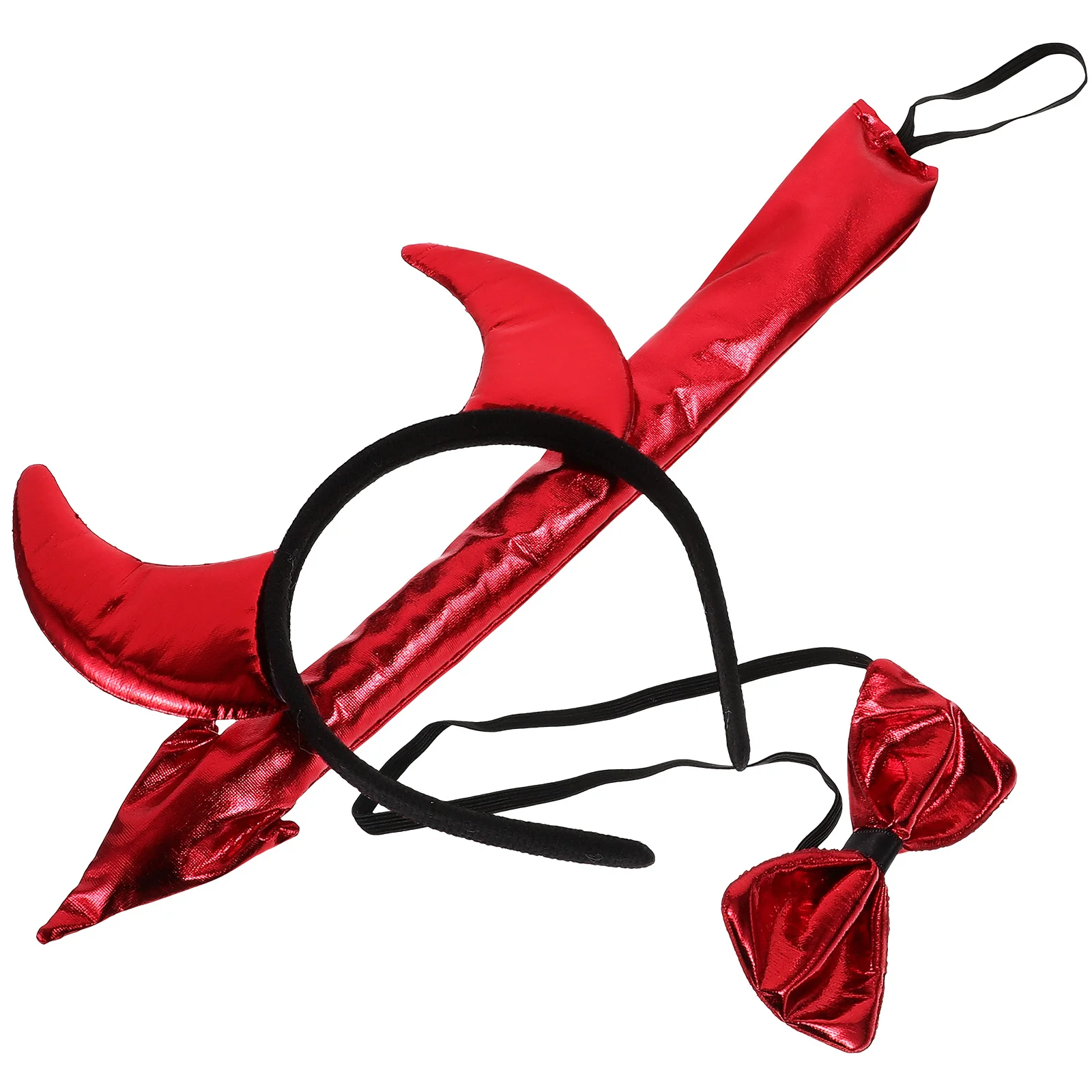 

Party Accessory Red Headband Tail Horn Headdress Hair Up Hoops Cloth Cosplay Prop