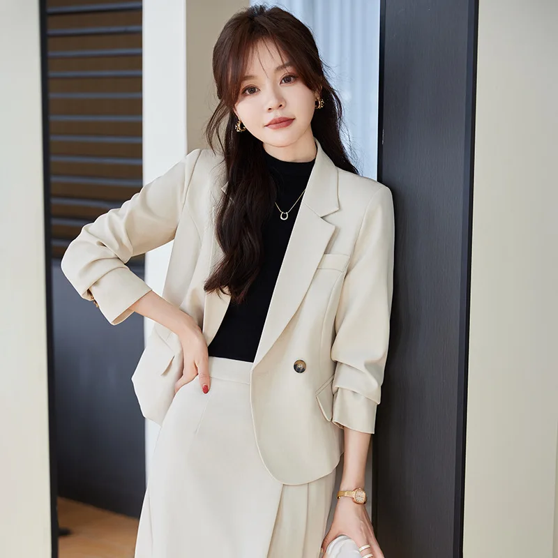 

Creamy-white Suit Suit Skirt Women's Spring New Small Casual Suit Skirt Short Suit Skirt Two-Piece Suit