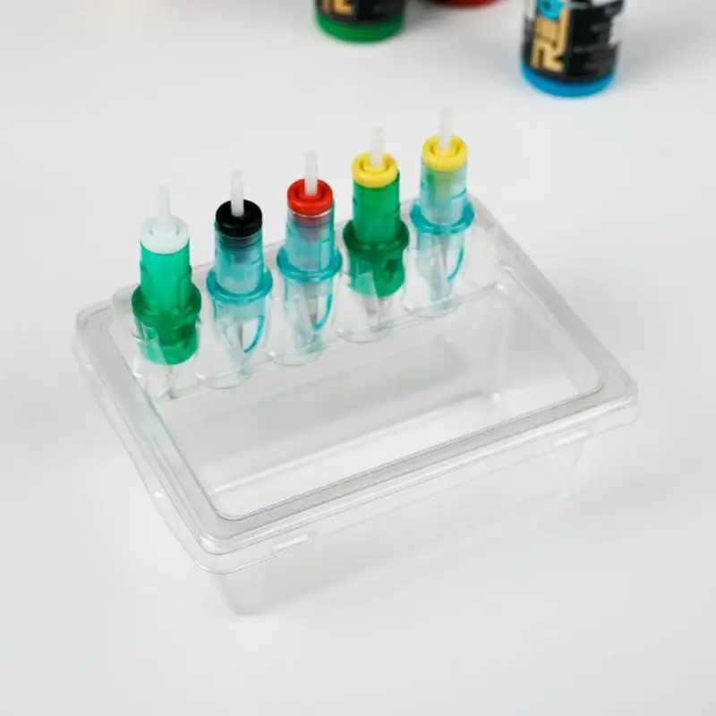 20pc Plastic Tattoo Needle Stand Waterproof Ink Cartridge Needle Holder Placement Rack Disposable Washing Cup Clean Double Layer