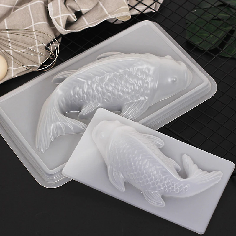 1pcs Fish Mold 3D Koi Fish Shape Plastic Cake Chocolate Jelly Mould DIY Soap Handmade Sugarcraft Mold Baking Molds