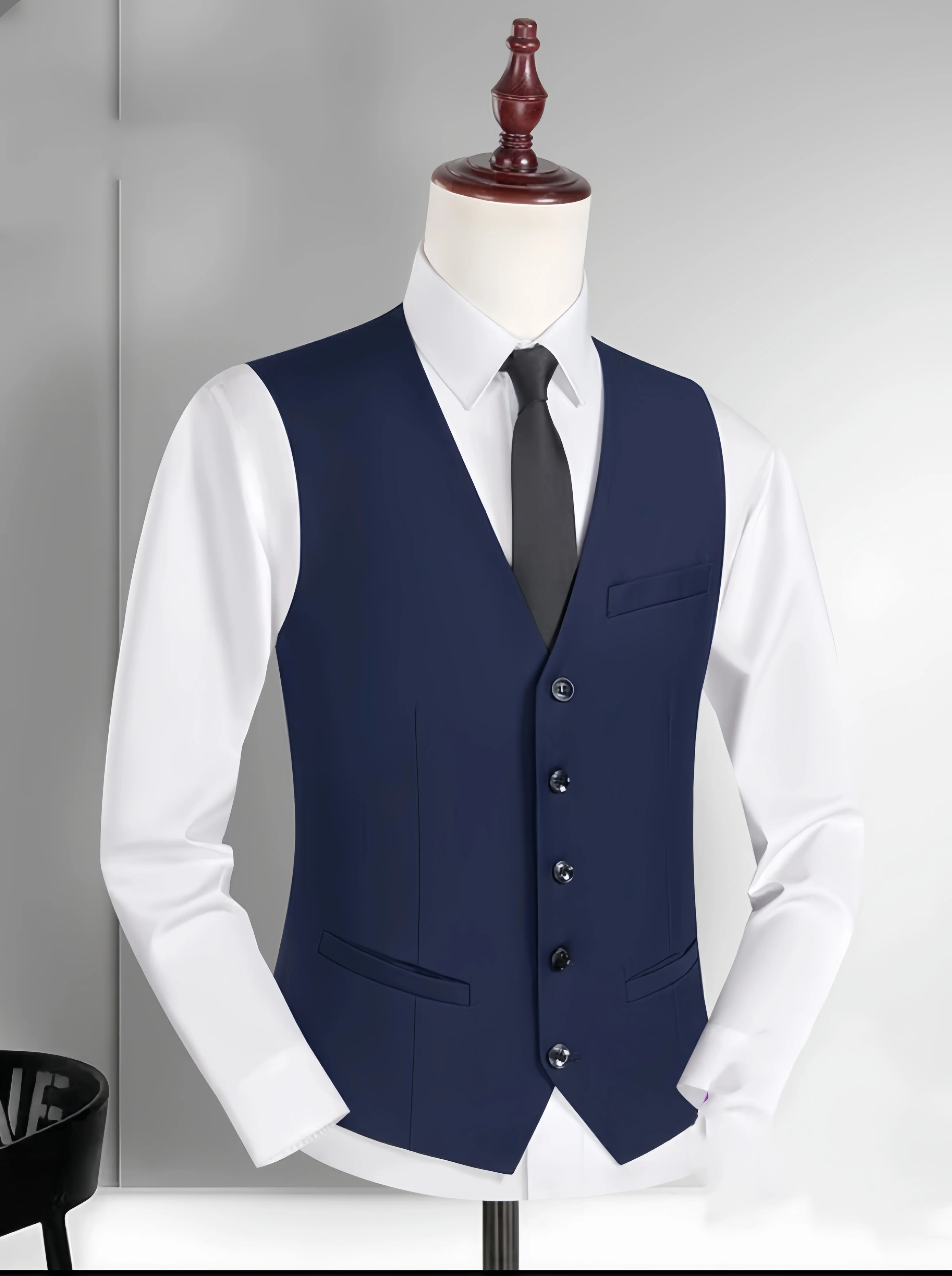 Fashion Single Breasted Suit Vests for Men Grey Black Navy blue High-end Male Waistcoat Slim Fit Formal Business Casual Vest