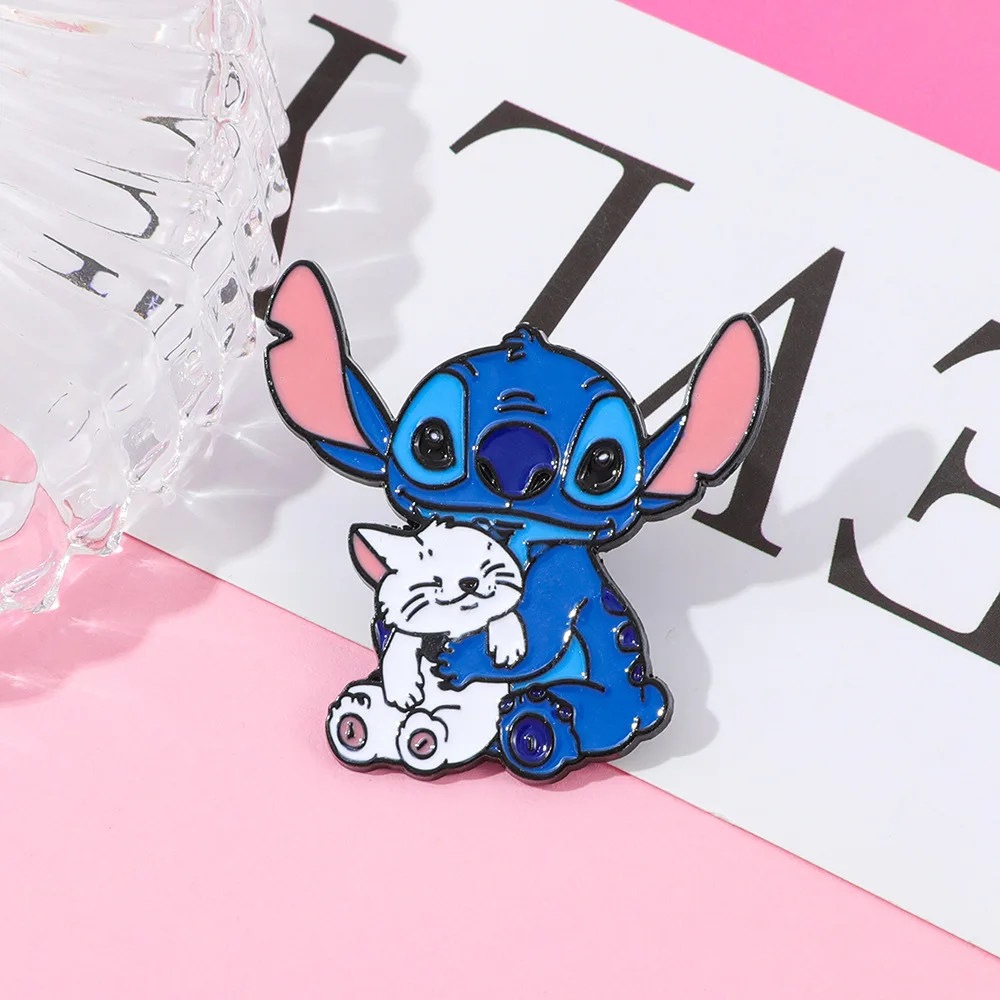 لطيف الكرتون غرزة القط المعادن المينا بروش شارة قميص التلبيب على ظهره دبوس ملحق المشجعين جمع هدية