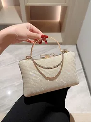 New gold socialite handbag sparkling handbag dinner bag fashionable small square bag dress bag