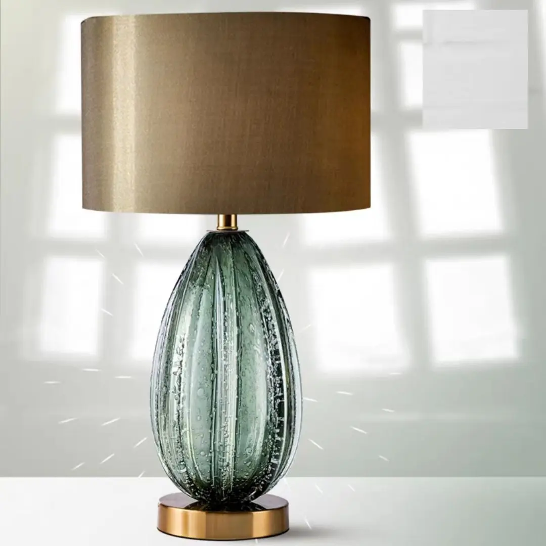 Green glass desk lamp, modern villa living room, study room, model room, bedroom, bedside lights