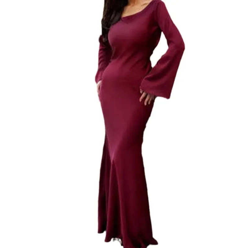 Round Neck Long Sleeve Dress Slim Fit Elegant and Refined with Commuter Chic Crew Neck Wrinkle Finish Single Women Summer Dress