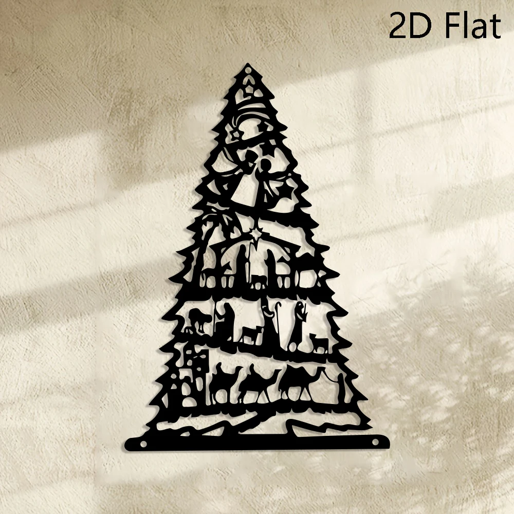 2D 1pc Bohemian-Style Metal Nativity Scene Christmas Tree Ornament with,Shepherds & Wise, Durable Holiday Decoration for Home