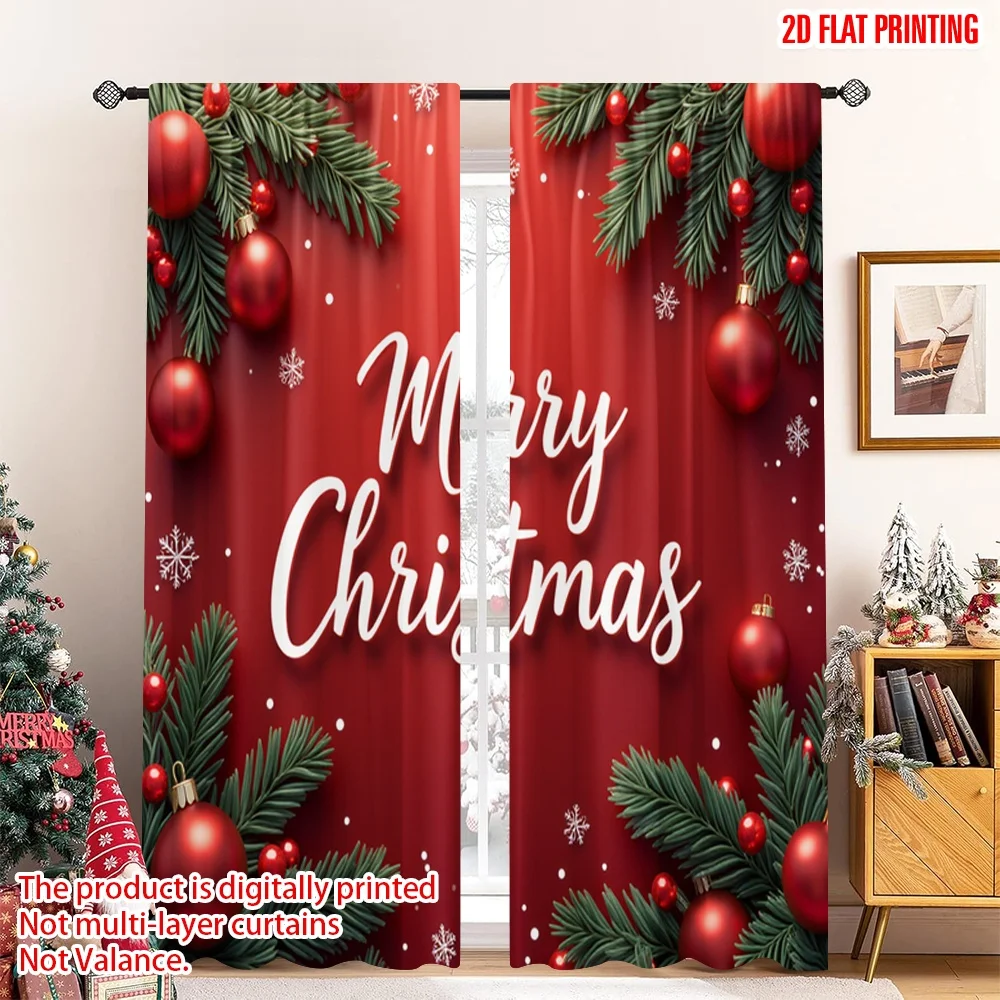 

2pcs 2D flat printing Merry Christmas Popular Window Drapes Merry Christmas Ornaments Snowflakes Polyester Without Electricity 0