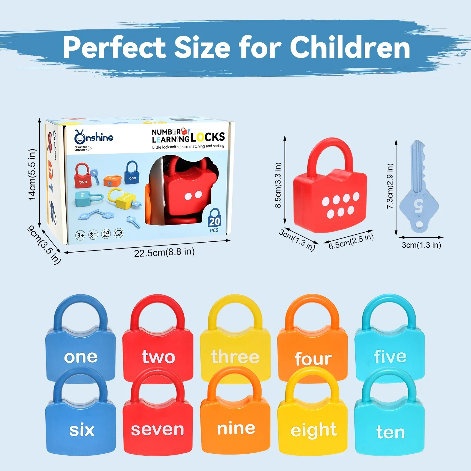 Conjunto de brinquedos educativos para crianças, bloqueio de números e chave, brinquedos sensoriais para aprendizagem precoce, presentes para atividades pré-escolares