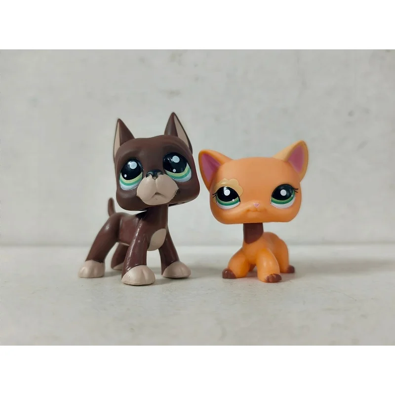 2 teile/los Mini Pet Shop Spielzeug Braun Hund Orange Katze # 1519 # 1643Tier-LPS-Figuren