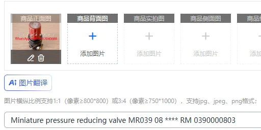 

Miniature pressure reducing valve MR039 08 **** RM 0390000803