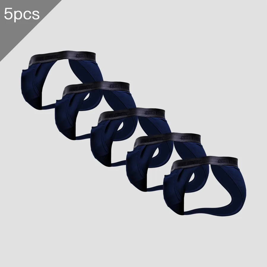 

5PCS Gun-bullet separated underwear, vein men's briefs, breathable U-convex cord ice silk curly shorts