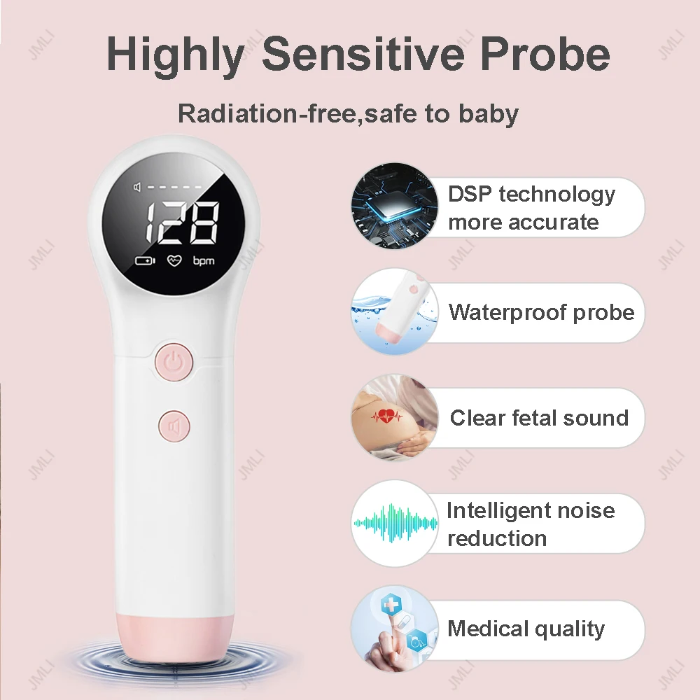 Portable Ultrasound Doppler Fetal Pregnancy Electronic Monitor For Pregnant Women Baby Fetal Movement Ultrasound Stethoscope