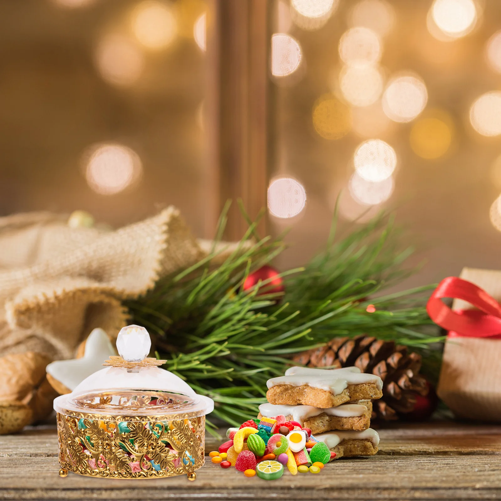 

Decorative Metal Candy Box Vintage European Design Snack Dried Fruit Container for Holiday Anniversary Party Favor Use