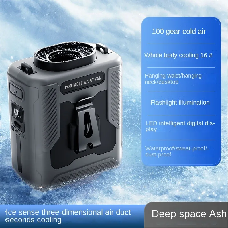 

2025 Новый высокоскоростной жестокий портативный большой емкости с сильным ветром на шее, подвесной USB-вентилятор на талии, небольшой вентилятор