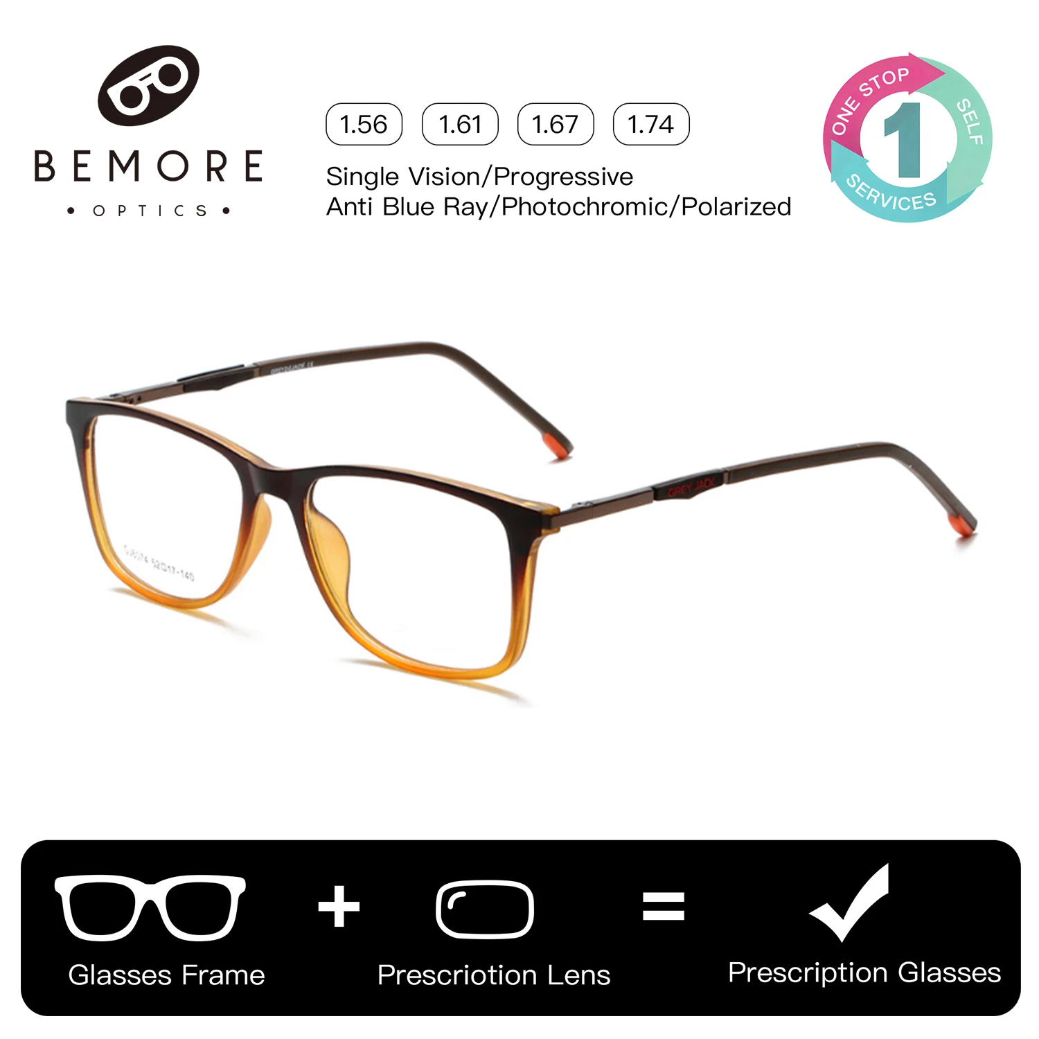 

BEMORE Square Acetate Clip on Prescription Eyewear Men Polarized UV400 Magnetic Sun Glasses Optical Medical Eyeglasses