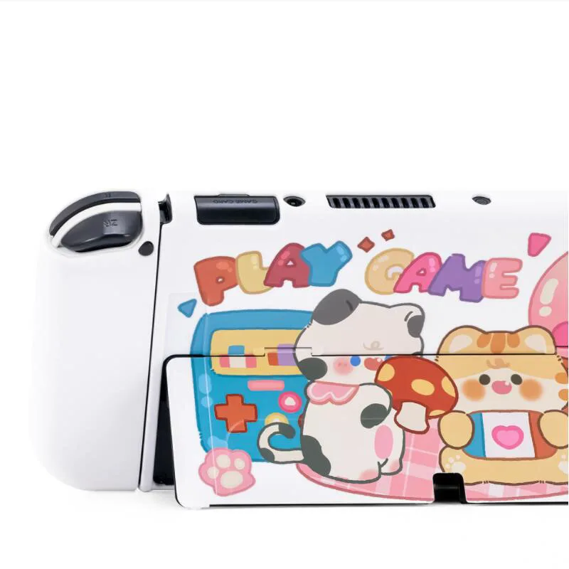 Жесткий Чехол для ТВ-приставки с симпатичной игровой кошкой, подставка для зарядного устройства, Хрустальный чехол для контроллера Nintendo Switch Oled NS Joy-Con, защита для телефона из ТПУ