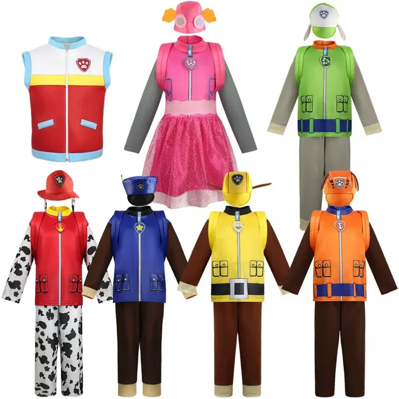 2025 New Mascot Chase Sky Dog Halloween Kids Clothing Carnival Party Marshall Zuma Skye Boys Girls Cosplay Clothes Children b AA