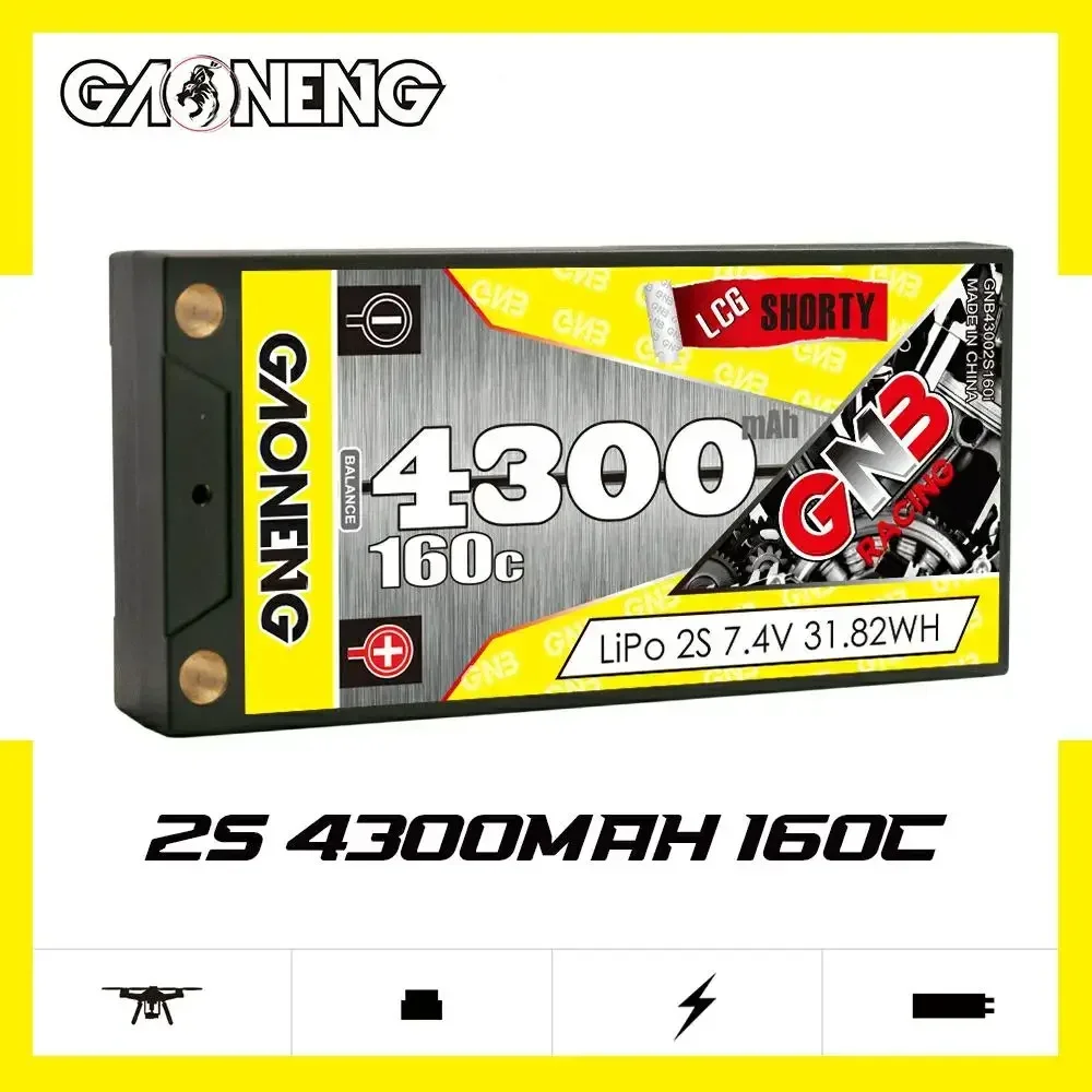 

GNB 4300mAh 2S1P 7.4V/8600mAh 1S2P 3.7V 160C Hardcase LiPO Battery With 5.0mm Bullet XT60/T Connector For 1/12 RC Car Parts