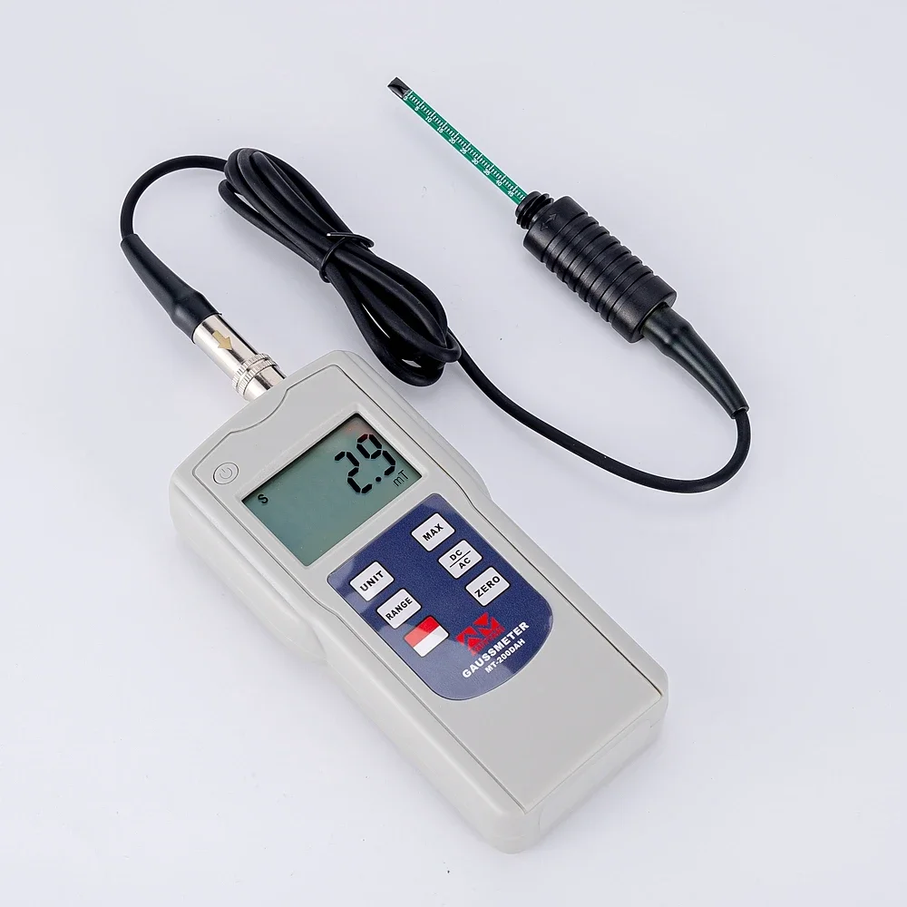 Gaussmeter Tesla Meter MT-200DAH Tesla 0~2000mT Fluxmeter Surface MagneticField Tester with Ns Function + Metal Probe