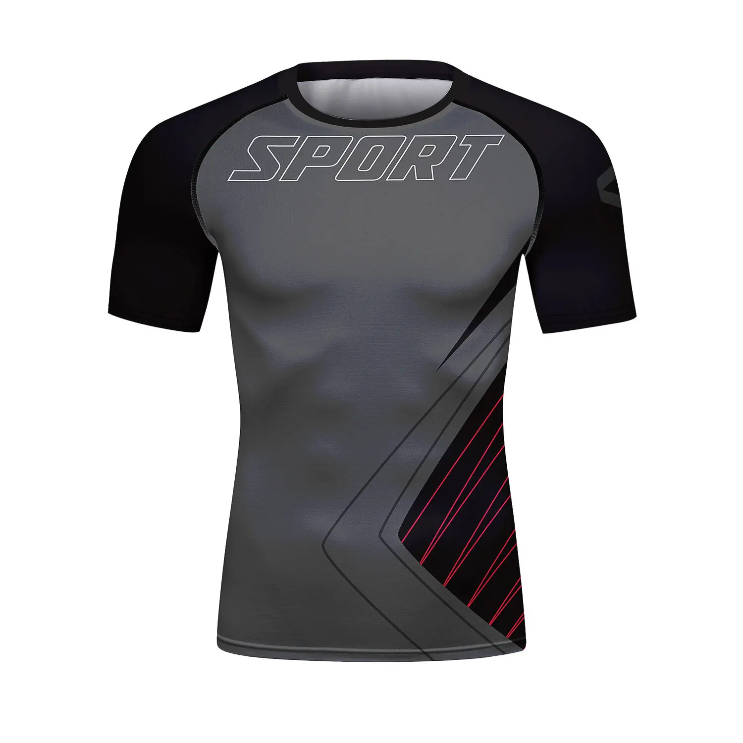 Men's Compression Shirts Short Sleeve Printing Dry Fit T Shirt Fitness Running Athletic Workout Sports Baselayer Tee (221501)