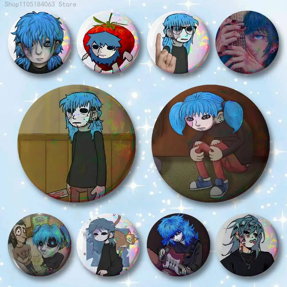 

S-Sally Face Sal Fisher Badges 25 32 44 58 75 mm Round Cosplay Pin Bag Decor Fans Collect Friends Gifts Brooch Souvenir