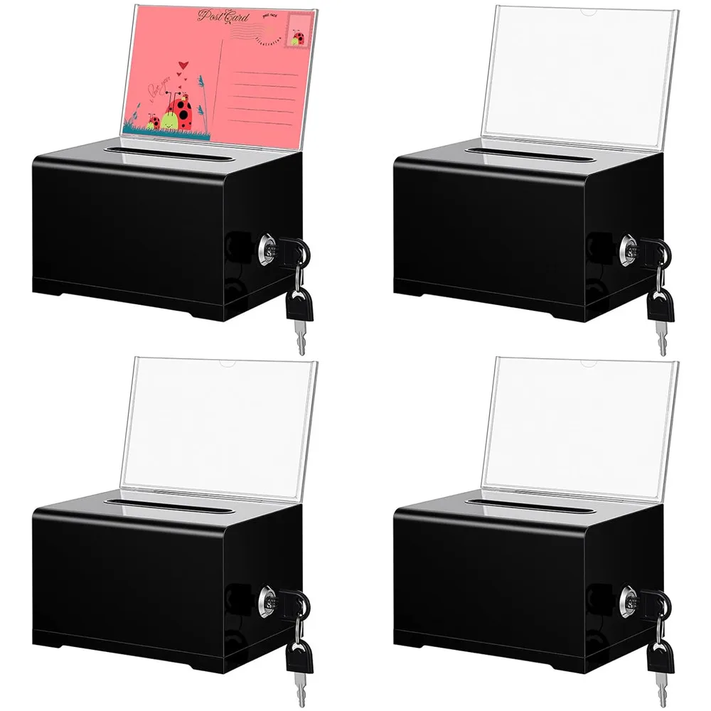 Plastic Container with Lock and Sign Holder Suggestion Box Acrylic Solid Donation Box Durable Ballot Box Voting