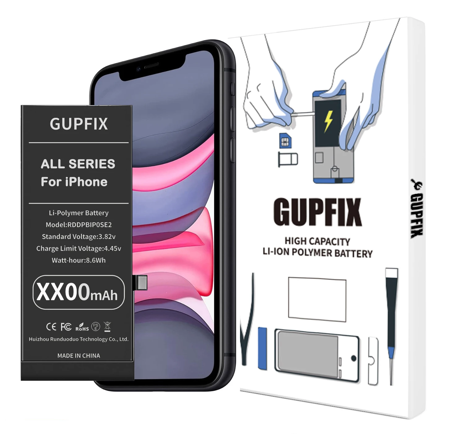 gupfix-battery-without-tools-for-iphone-11-12-13-14-15-x-xr-mini-p-pm-plus-real-high-capacity-replacement-rechargeable-battery