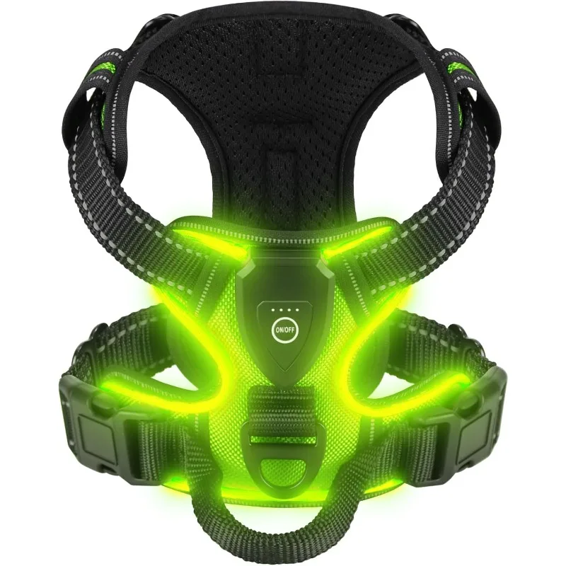 

LED Glowing Luminous Dog Harnesses Essential for Dog Walking Safety at Night Dog Vest with Three LED Light Modes Rechargeable