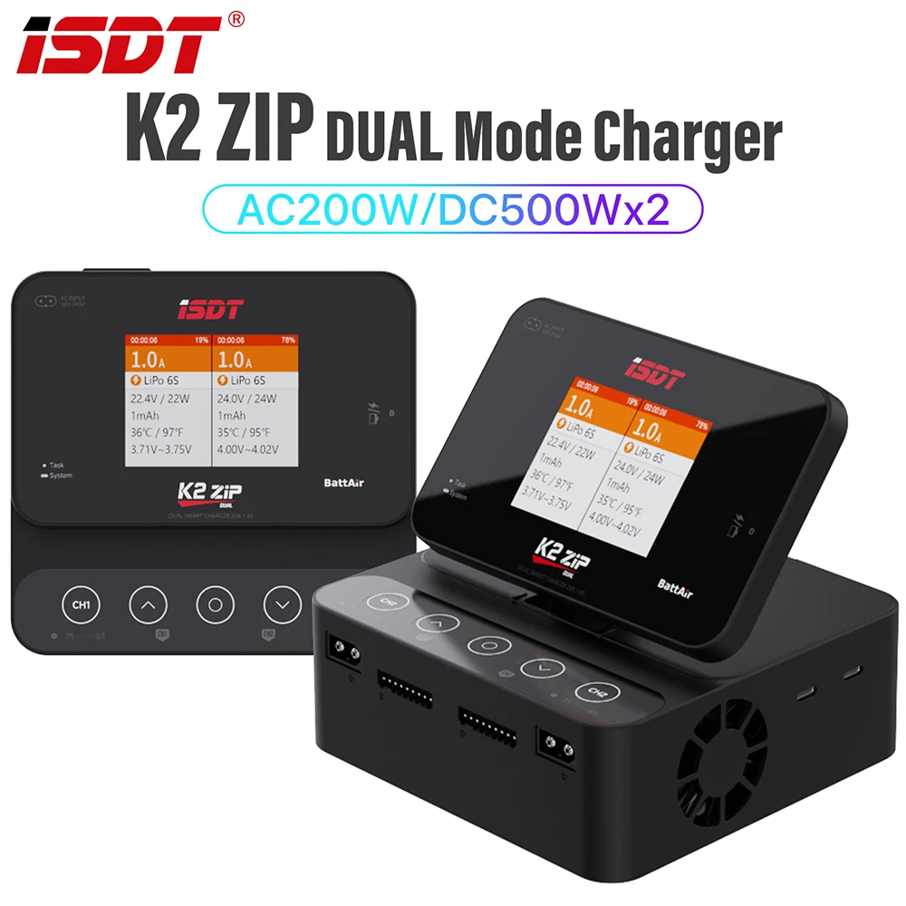 ISDT K2 ZIP Dual Mode Smart Charger AC200W/DC500Wx2 2.8