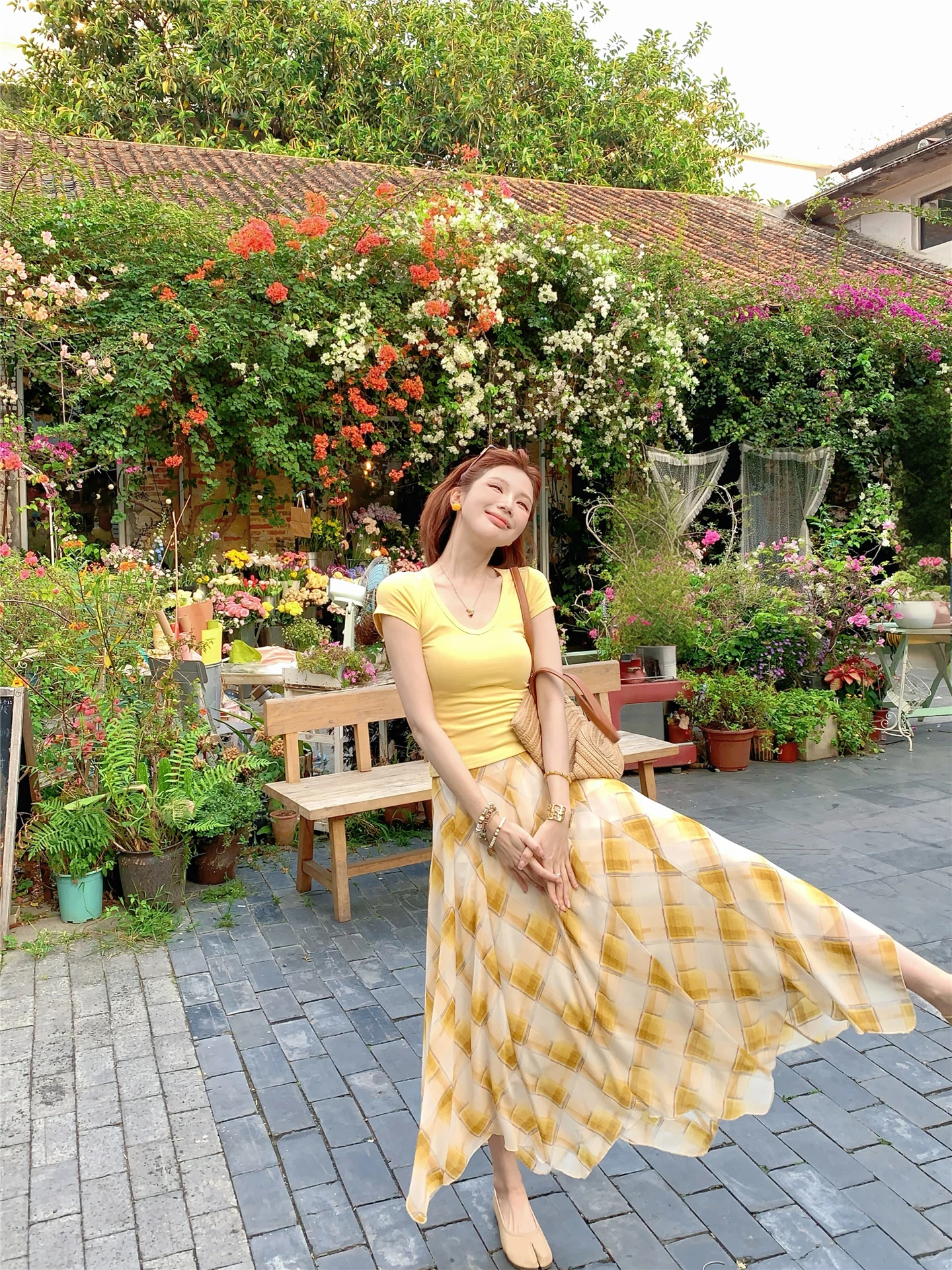 

Нежная женская юбка А-силуэта в клетку для весны и лета, с высокой талией, из полиэстера, с ручной плиссировкой, в повседневном стиле