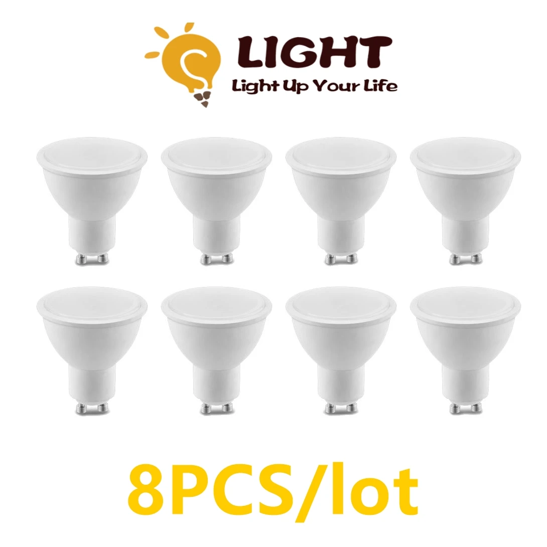 Spotlight 3W-8W 8Pcs GU10 3000/4000/6000K focos 220V-240V Stroboscopic high lumen is suitable for kitchen bathroom down light