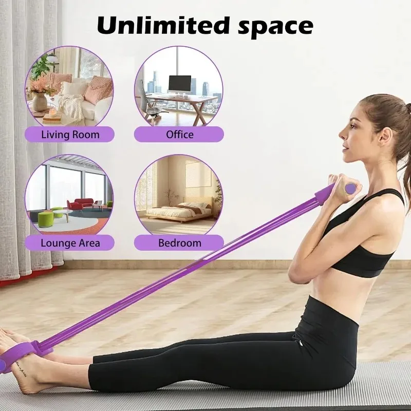 Cuerda de Tensión Multifuncional, Banda de Resistencia Elástica de 6 Tubos para Yoga, Cuerda de Tensión de Látex Natural, Equipo de Fitness